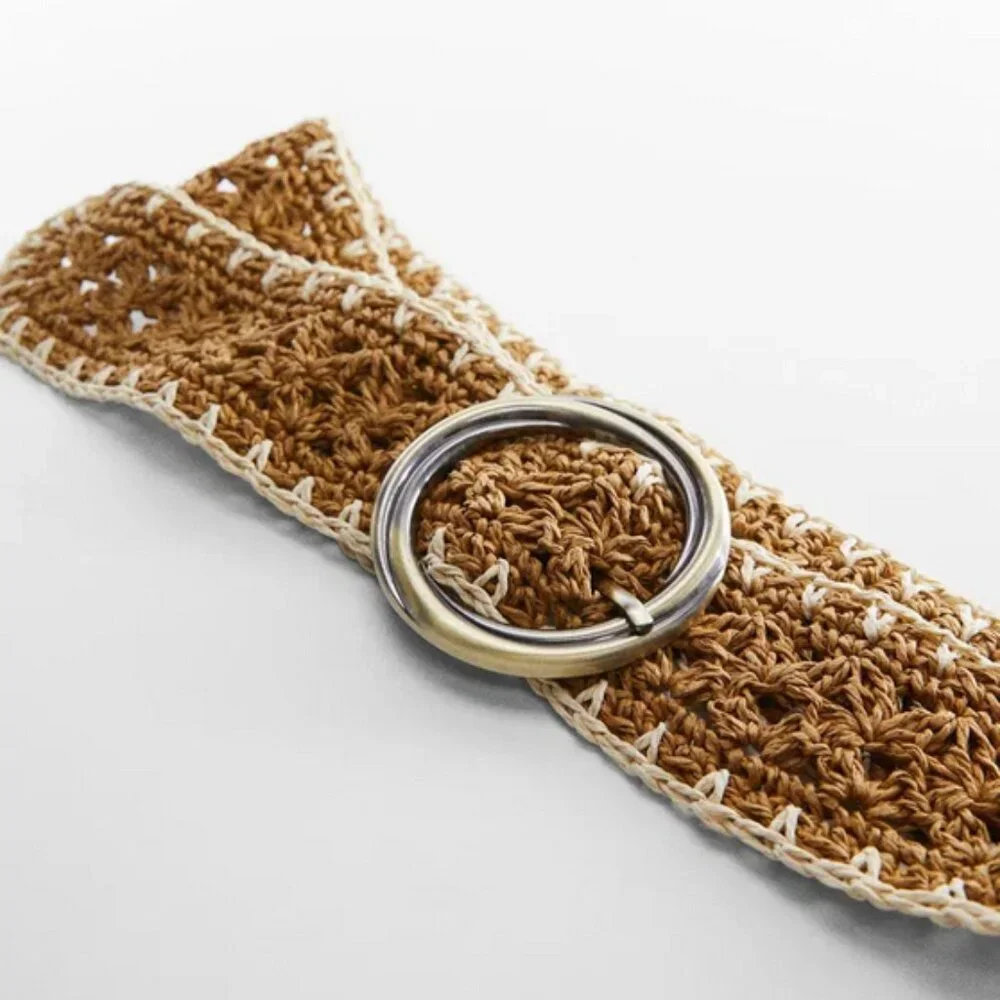 Mango Marta Braided Raffia Belt